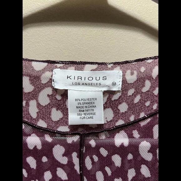 Kirious Womens Size M Cropped Top Sheer Arm Burgundy‎ Long Sleeve NWT - Picture 3 of 3